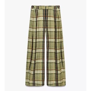 Zara Linen Checkered Pants